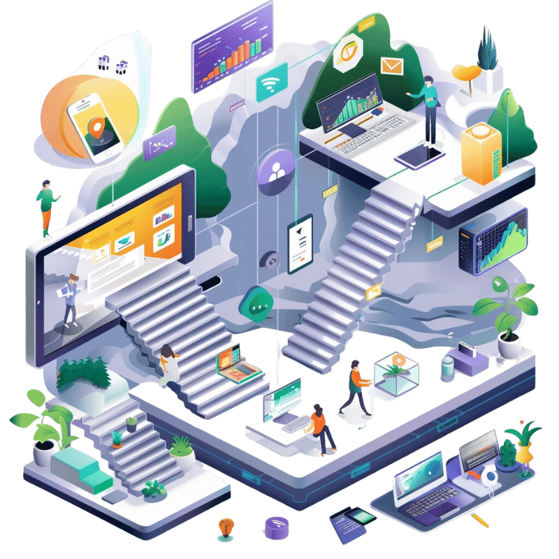 a group of people working on laptops