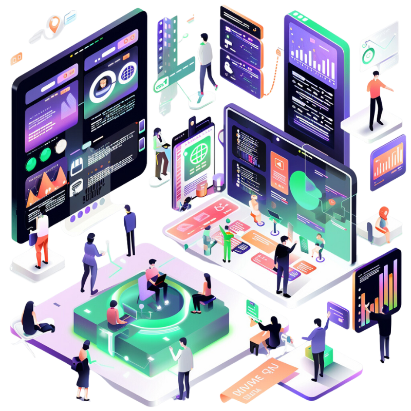 a group of people working on a computer